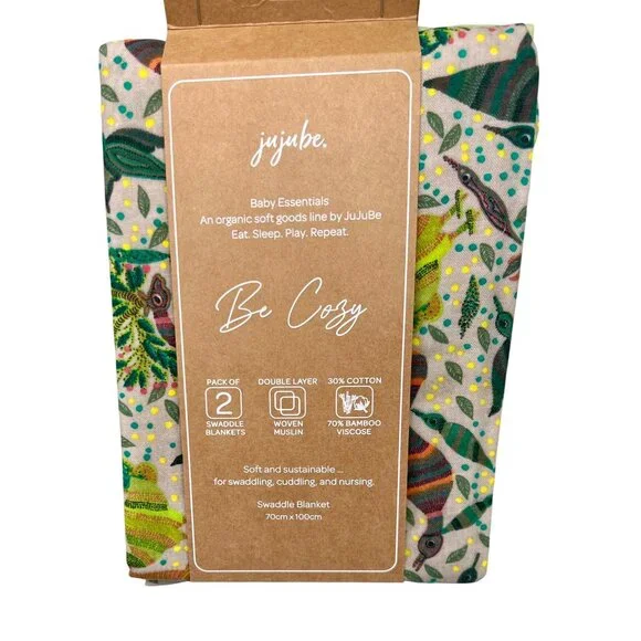 JuJuBe Be Cozy Organic Soft Swaddle Blanket Set Of 2 Woven Muslin - Picture 3 of 5